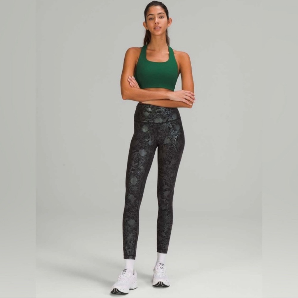Lululemon Wunder Train Tight 25” High-Rise Foil 2 Logo Flourish Black Iridescent
